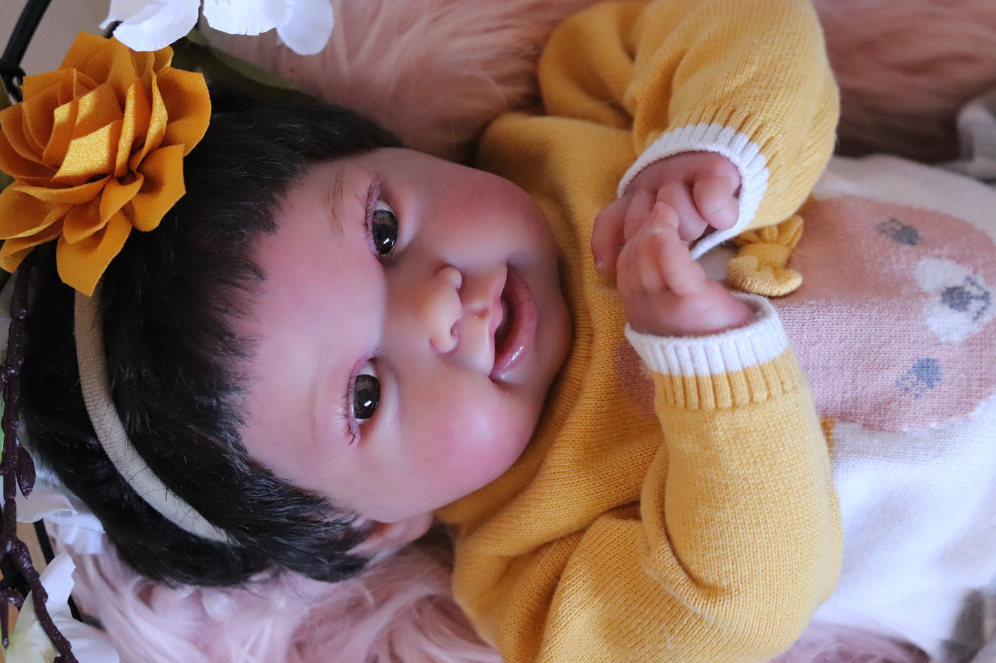 Lia open eyes hand painted baby doll ready to go